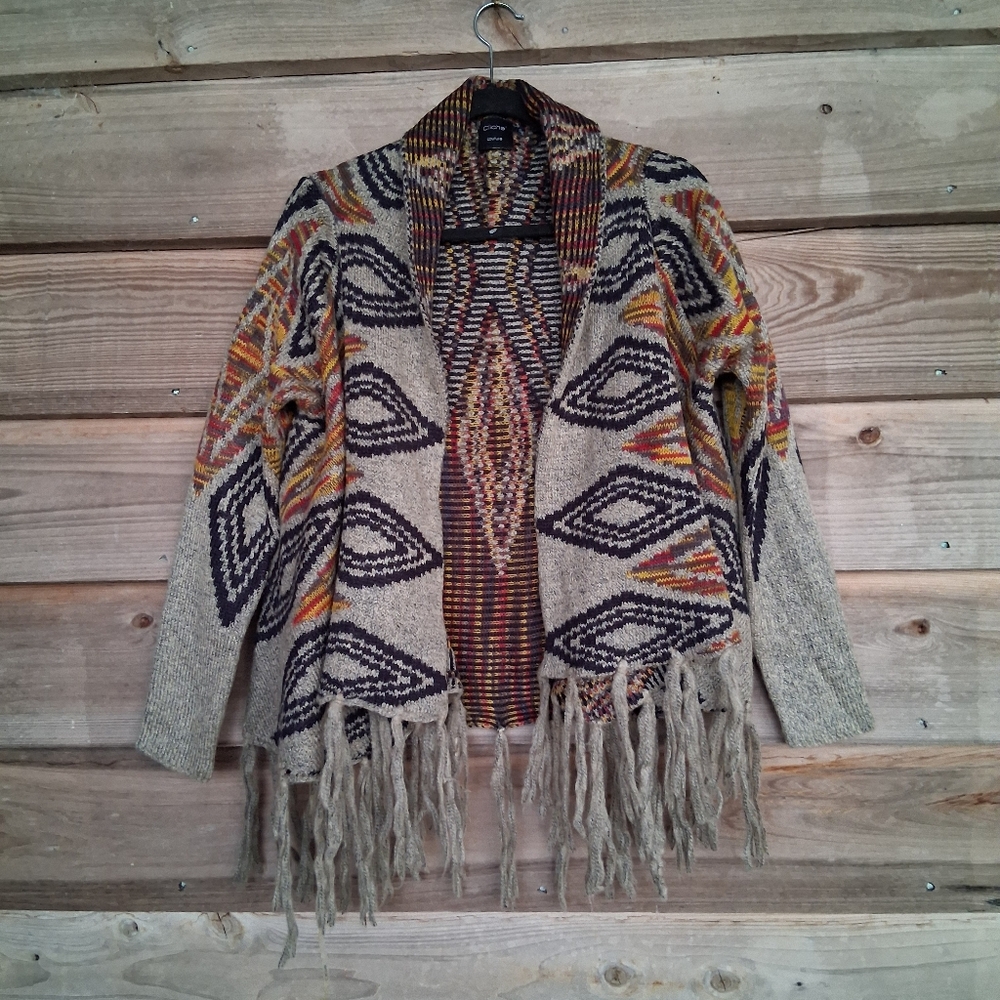 Cliche Aztec Print Open Front Cardigan